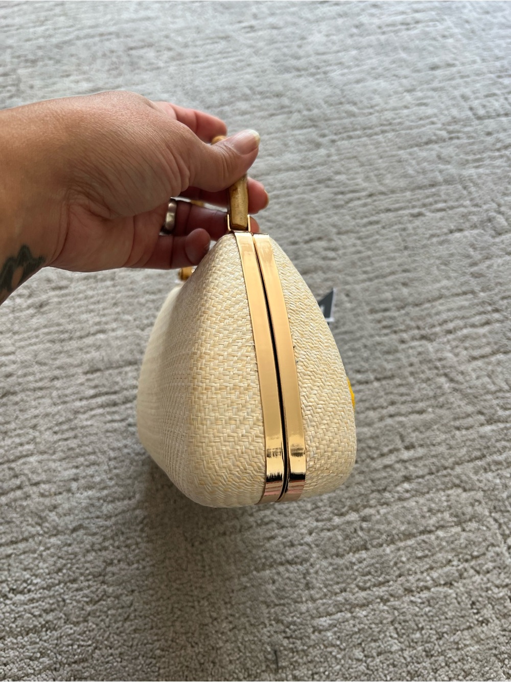 Haute Hippie Straw Top-Handle Bag with Yellow Fruit Appliqués - Picture 4 of 15